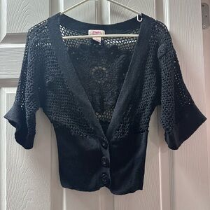 Candie's Black Crochet Cardigan